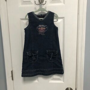 Christian Lacroix Junior denim 4T Denim Jumper Dress Embroidered Zip